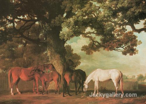Mares and Foals In A Wooded Landscape by George Stubbs paintings reproduction